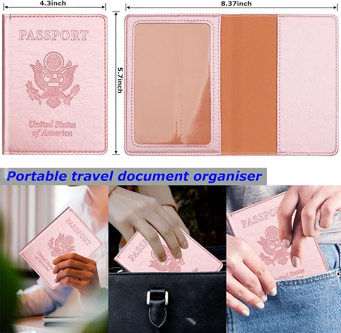 Rose Gold & Gray Passport Holder