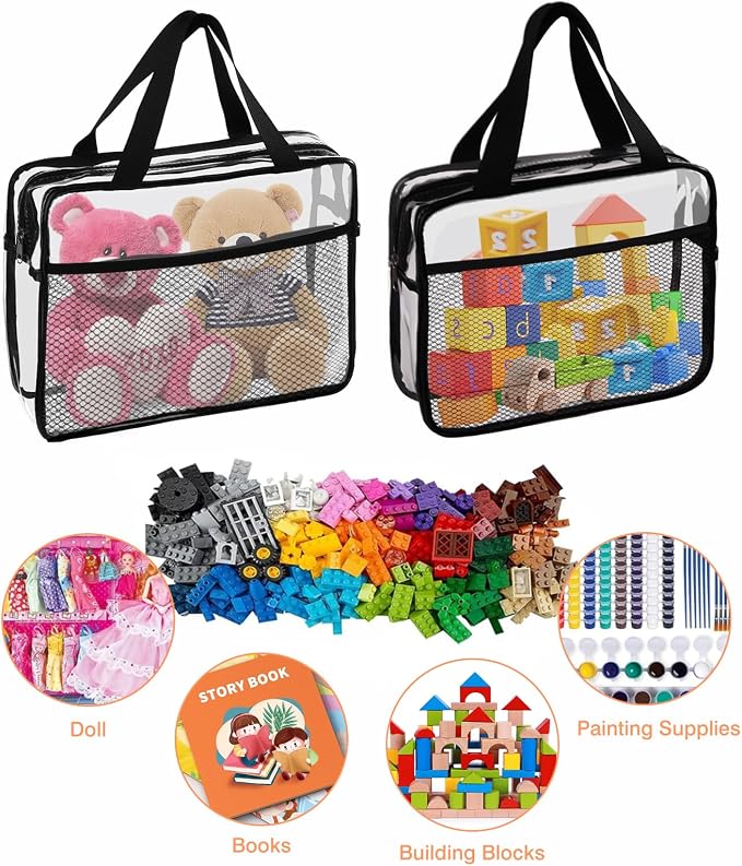 XEWEA 2PCS Large TSA Approved Clear Travel Toiletry Bags