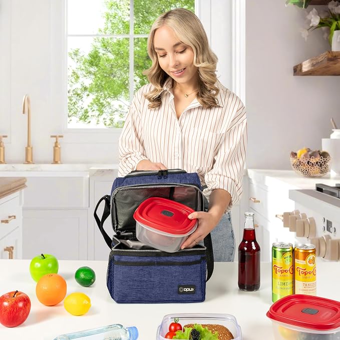 OPUX Lunch Box For Men Women, Insulated Large Lunch Bag Adult Work, Double