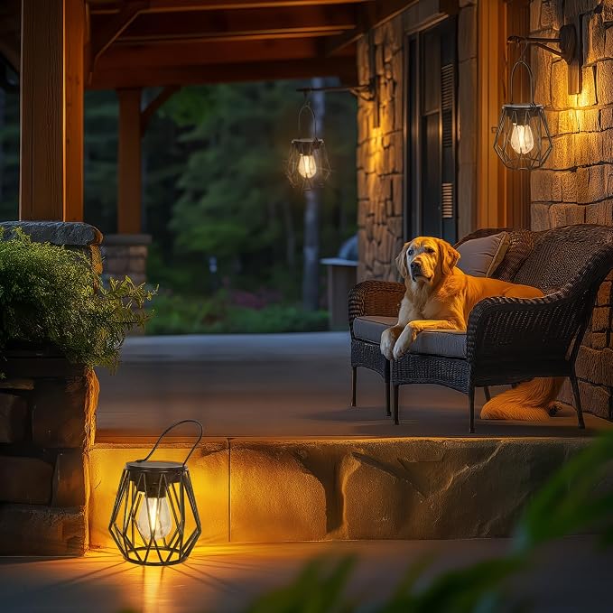 Solar Lanterns Outdoor Waterproof, Upgraded Powered Hanging Solar Lights