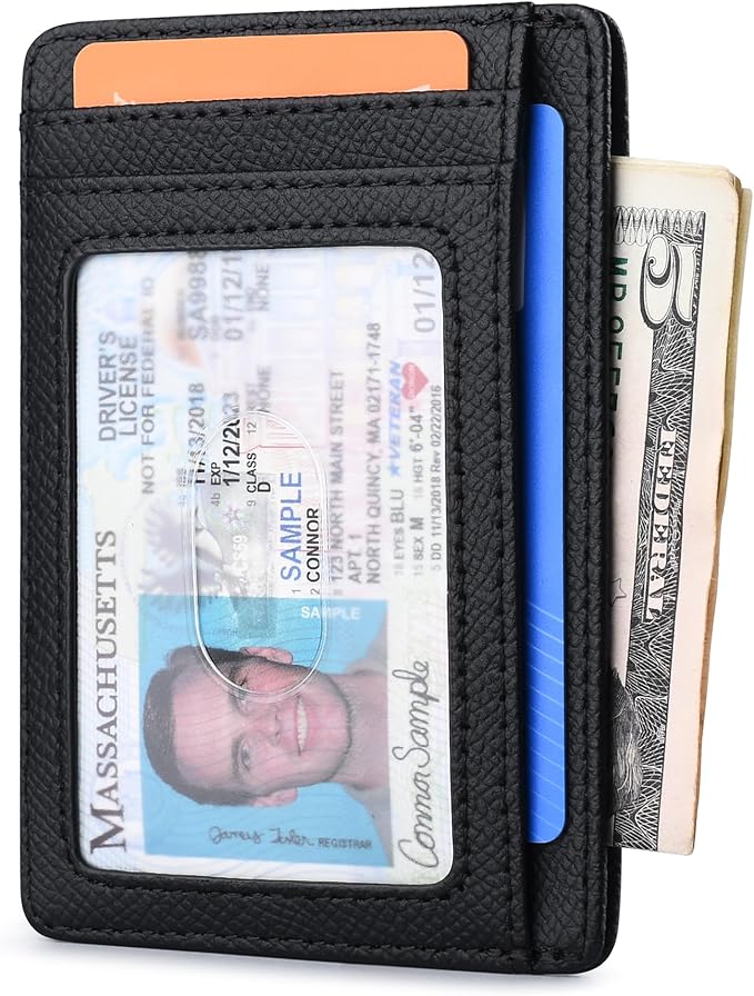 Buffway Slim Minimalist Front Pocket RFID Blocking Leather Wallets