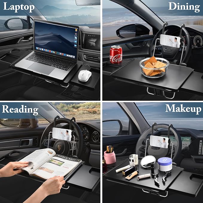 2-in-1 Car Steering Wheel Tray & Back Seat Table