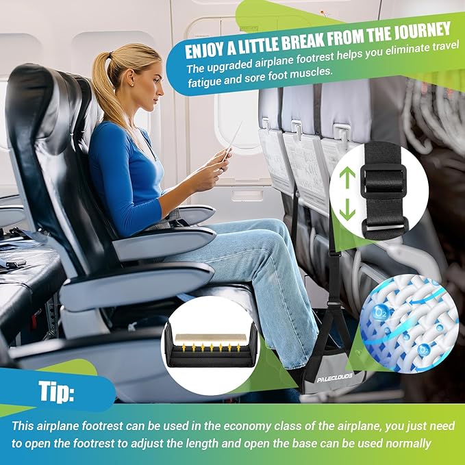 Foot Hammock for Plane Travel, No Collapse Thickened Bamboo Airplane Foot Rest