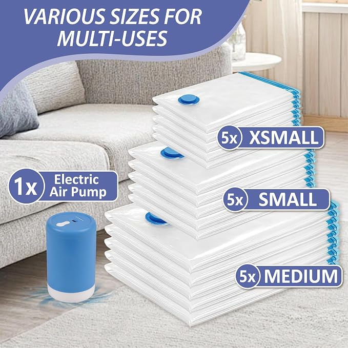 Cozy Essential 15 Pack Travel Vacuum Storage Bags