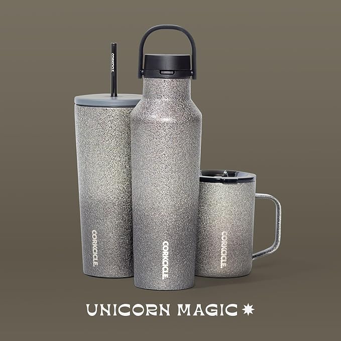 Corkcicle Cold Cup Insulated Tumbler with Straw - Keeps Drinks Cold for 12 Hours - Triple-Insulated Stainless Steel - Leak-Resistant Lid - Summer Drinkware Gift - 24 oz - Unicorn Magic