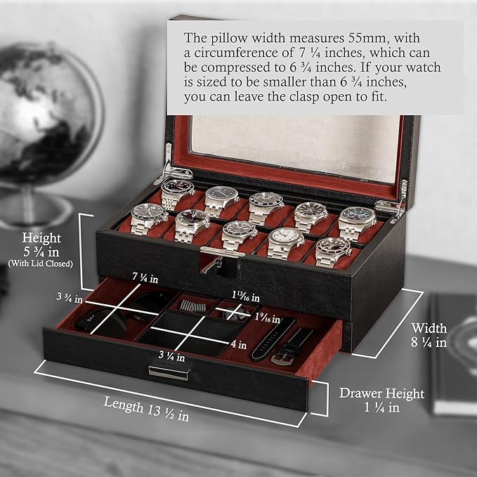 ROTHWELL 10-Slot Watch Box in Leather