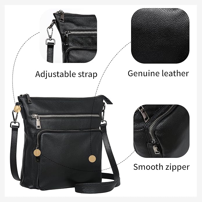 HESHE Crossbody Bags for Women Leather Handbags Designer Shoulder Purse