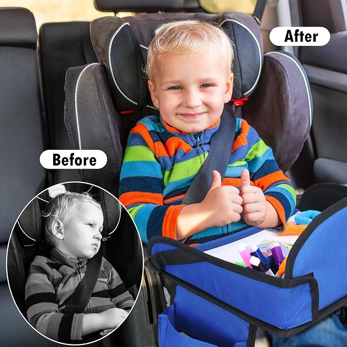 Kids Travel Tray for Car Seat, Toddler Road Trip Essentials