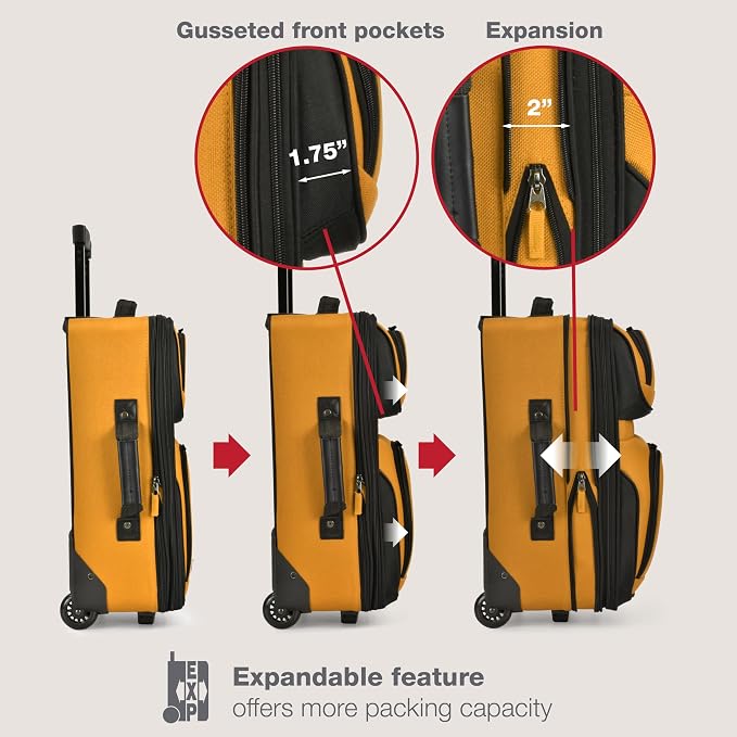 U.S. Traveler Rio Fabric Expandable Carry-on Luggage, Rolling Suitcase