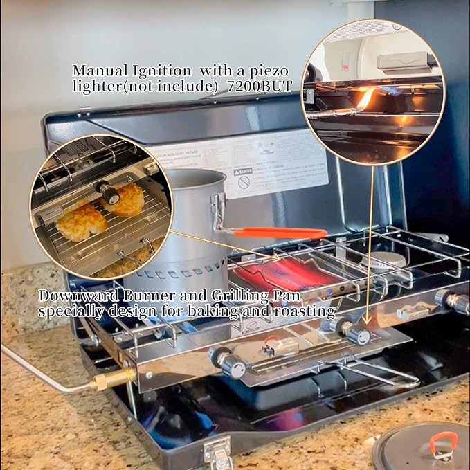 Camping Stove, 3 Burners Propane Portable Camp Stove