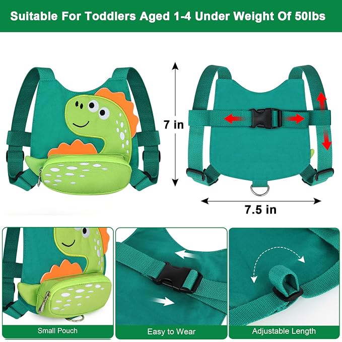 Toddler Harness Leash with Anti Lost Wrist Link, Accmor Cute Dinosaur Kids