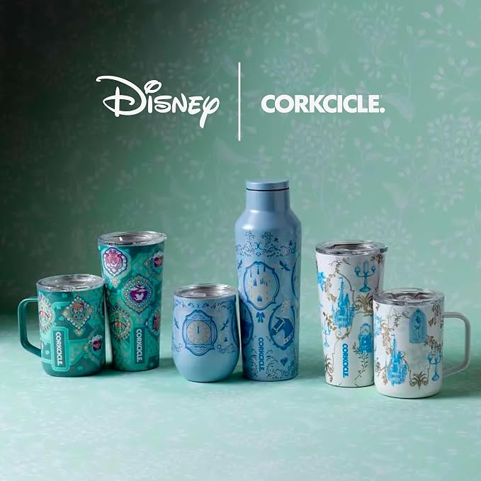 Corkcicle Stemless Insulated Wine Glass Tumbler - Beverages Cold 6 Hours & Hot 3 Hours - Stainless Steel - Easy-Grip - Summer Drinkware Gift - Keeps Drinks Ice - 12 oz - Princess Cinderella