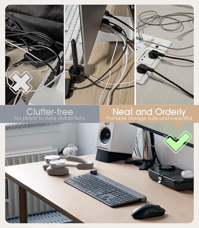 20Pcs Nearockle Reusable Cable Ties, Adjustable Silicone Cord Organizer Small