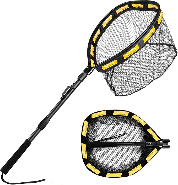 PLUSINNO Floating Fishing Net for Steelhead, Trout Fishing, Rubber Coated