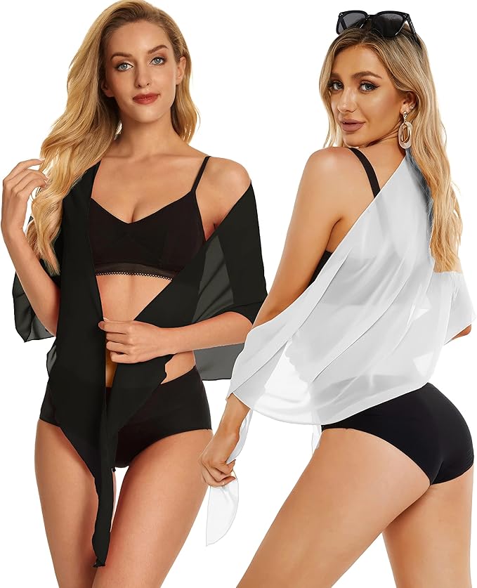 CHICGAL 2 Pieces Women Beach Sarong Bathing Suit Wrap Skirt Sheer Bikini Swimsuit Cover Ups for Swimwear