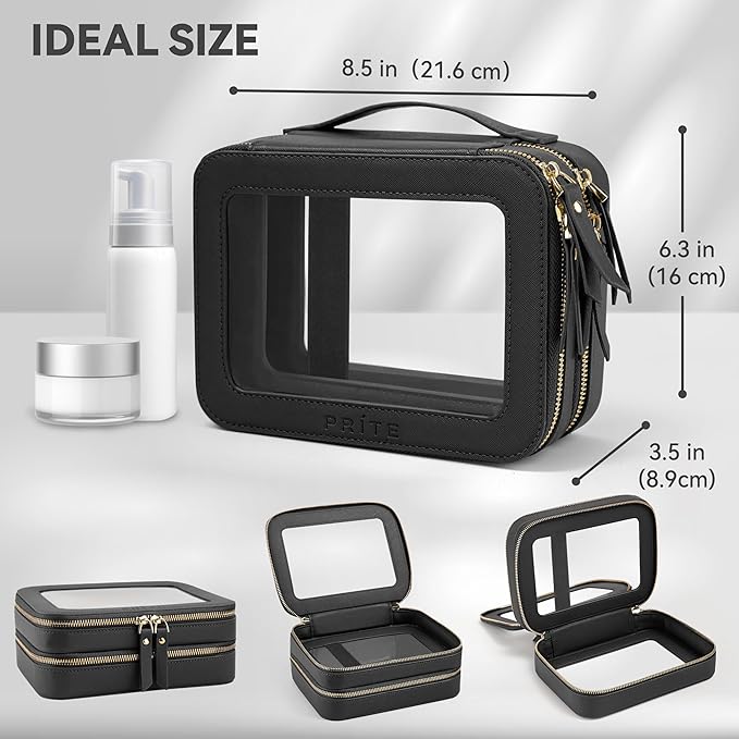 Prite Clear Makeup Bags Double Layer Cosmetic Bags