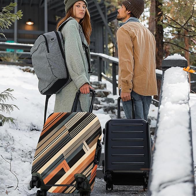 ANNA QUEEN Modern Geometric Luggage Cover, Abstract Striped Suitcase Protector
