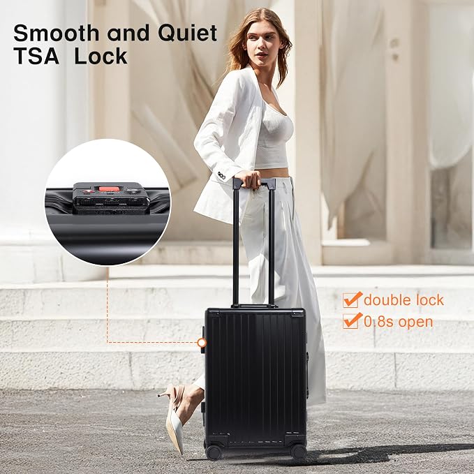 All Aluminum Carry On Luggage 22x14x9 Airline Approved，Hard Shell Carry On