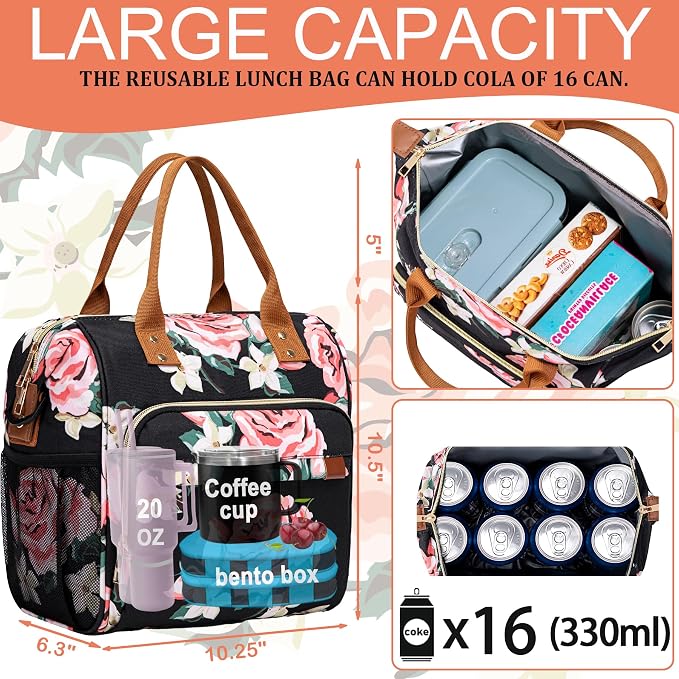 TuErCao Lunch Box for Women Adult Insulated Lunch Bag for Female Teacher Nurse