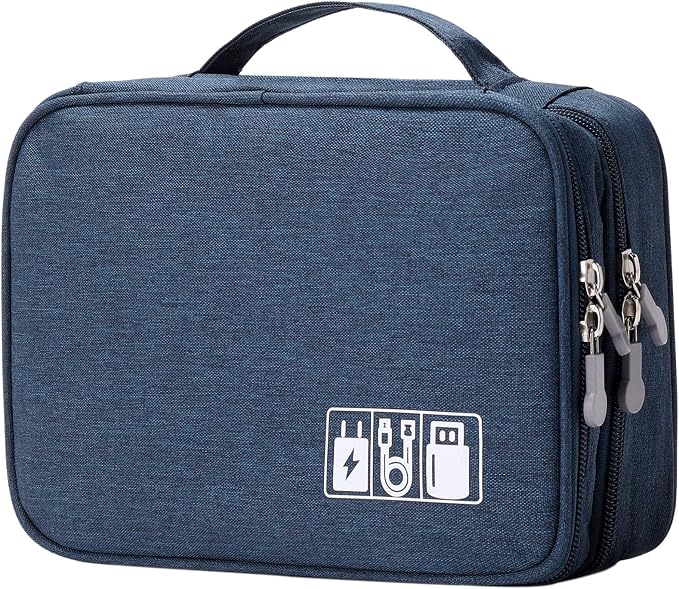 Lanola Travel Cable Organizer Bag, Electronic Accessories Case Portable Double
