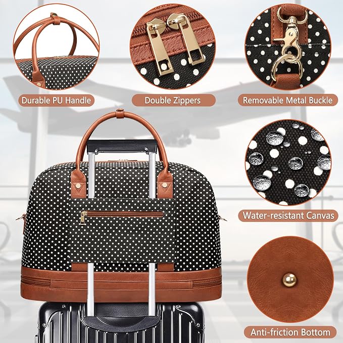 Weekender Bag for Women Canvas Overnight Bag Large Travel Tote Bag Carry on