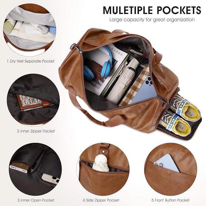 Wogarl 3PCS Leather Weekender Bag
