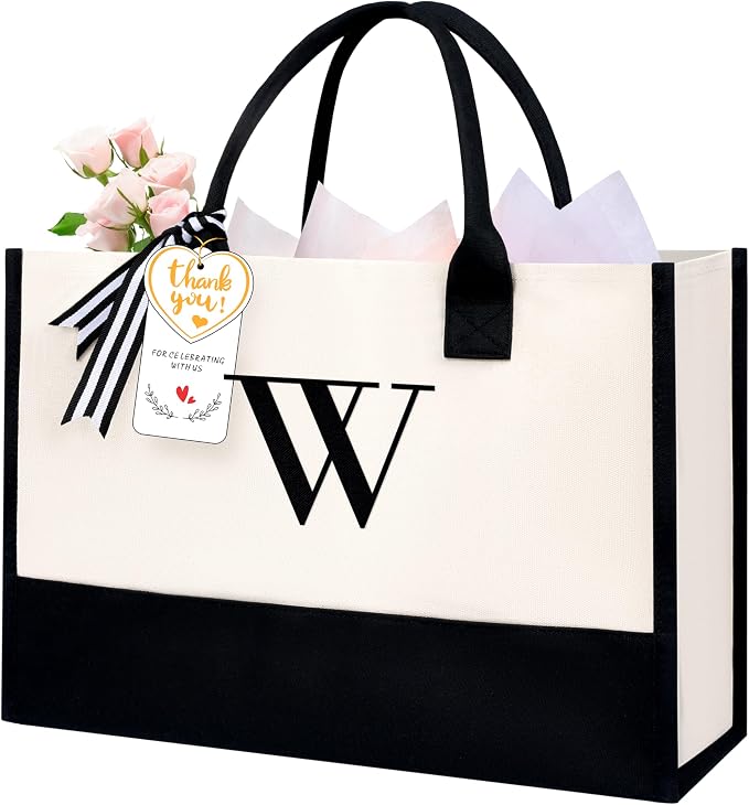 BAGAIL Initial Tote Bag, Personalized Birthday Gifts