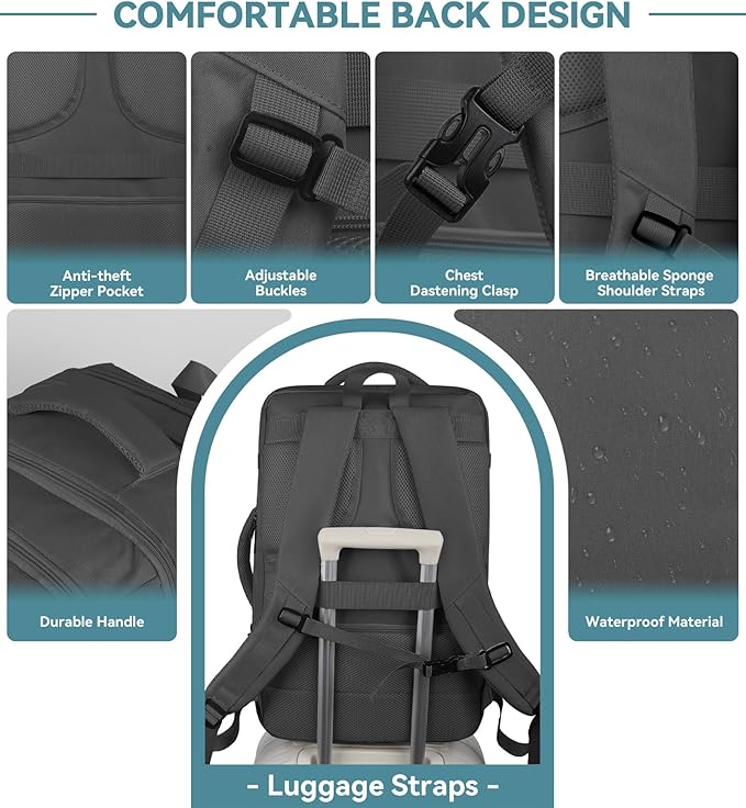 Travel Backpack, 50L Expandable Extra Large Laptop Backpack, Carry On Backpack