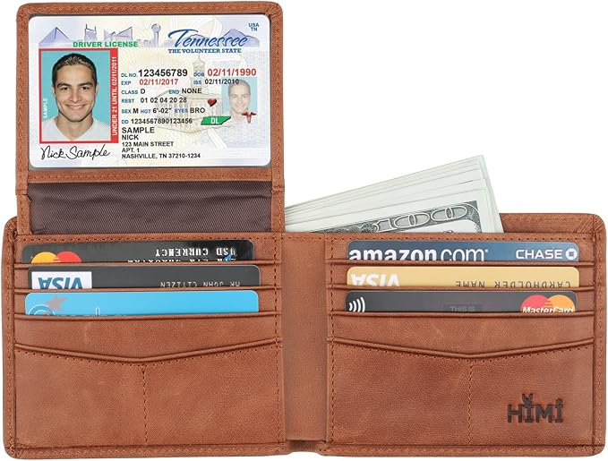 Wallet for Men-Genuine Leather RFID Blocking Bifold Stylish Wallet