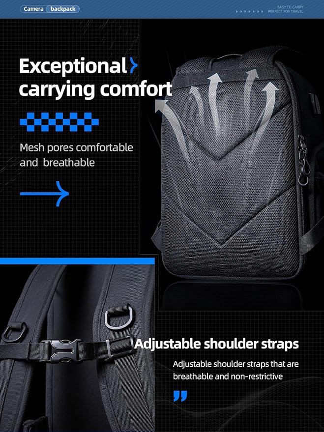 llano Camera Backpack for DSLR/SLR/Mirrorless – Water-Resistant Photography Bag