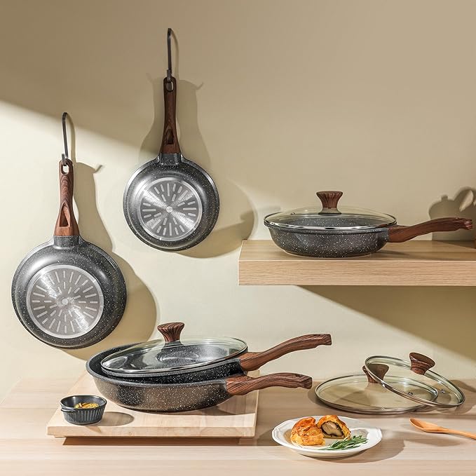 SENSARTE Nonstick Frying Pan Skillets, Swiss Granite Coating Omelette Pans