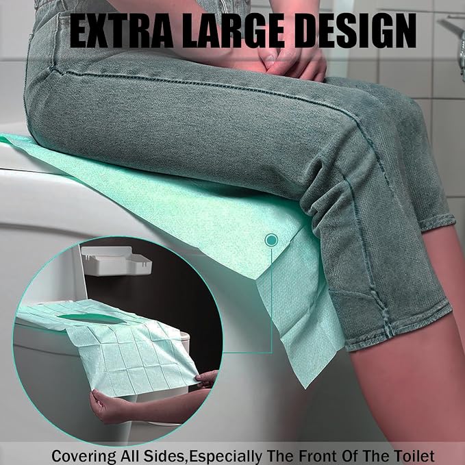 50 Pack Toilet Seat Covers Disposable 16x24 Inch XL Portable Toilet Liners