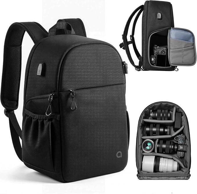 llano Camera Backpack for DSLR/SLR/Mirrorless – Water-Resistant Photography Bag
