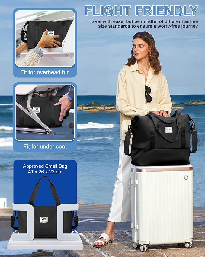 Travel Duffel Bag, Sports Tote Gym Bag, Shoulder Weekender Overnight Bag