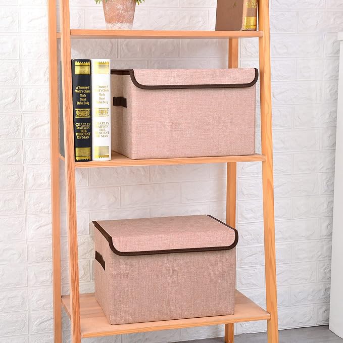 Linen Fabric Foldable Storage Cube Bin Organizer Basket