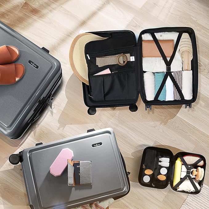 Hard Shell Luggage Sets with Spinner Wheels 4 Piece, Expandable Large Suitcases