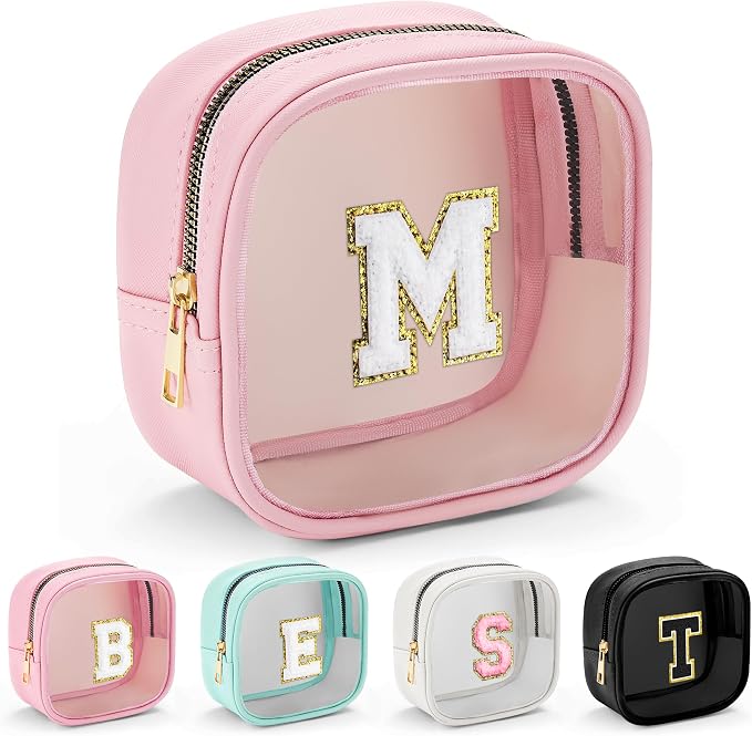 YOOLIFE Mini Initial Makeup Bag | Travel Toiletry Bag | Clear Makeup Bag |