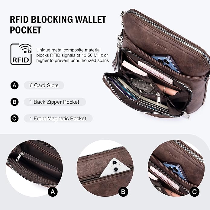 Crossbody Purse for Women, Lightweight Medium Crossbody Bag Soft Leather