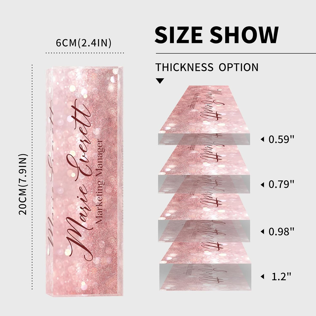 Custom Name Plate for Desk | Personalized Desk Name Plate | Personalized Boss Employee Teacher Appreciation Gifts | Acrylic Name Plate Office Desk Accessories (A-Pink Quartz)