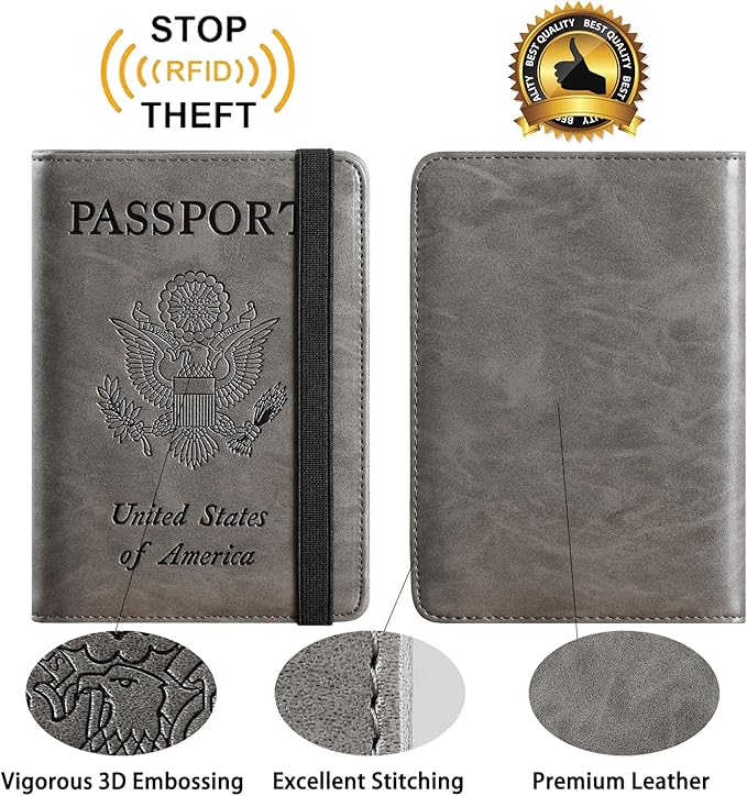 Passport Holder Cover Wallet Travel Essentials RFID Blocking Leather Card Case