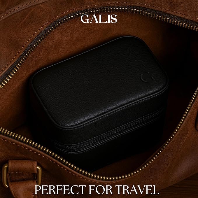Galis Luxury Watch Case for Men High End Portable 2-Slot Watch Holder and Watch