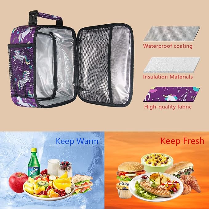 Hap Tim Kids Lunch Box for Girls Boys, Reusable Lunch Bag for Kids, Spacious