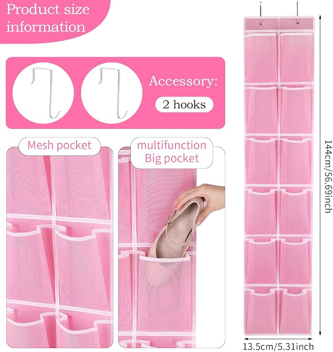 Over the Door 12 Pocket Hanging Shoe Organizer