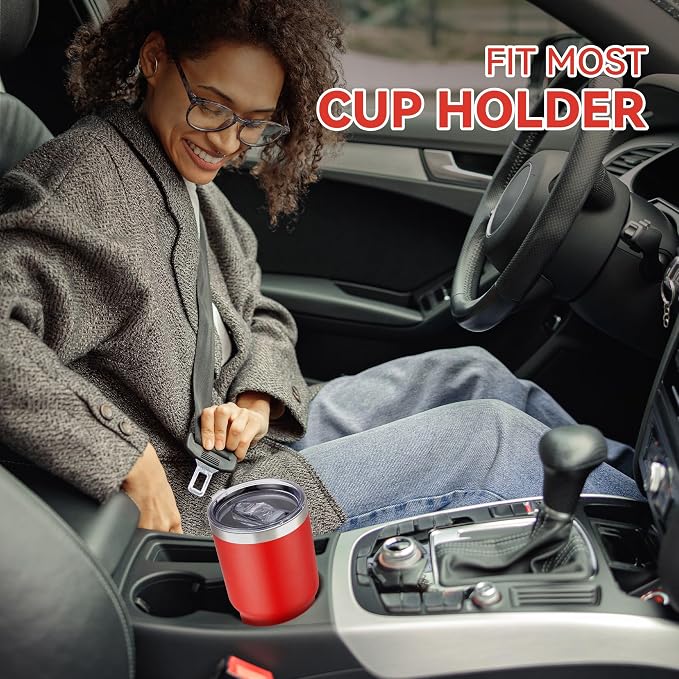 30 oz Tumbler with Lid Stainless Steel Tumblers Bulk Vacuum Insulated Cup Reusable Powder Coated Travel Mug Double Wall Leak Proof Cups Keep Cold Drinks for 12 Hours Red, Set of 8