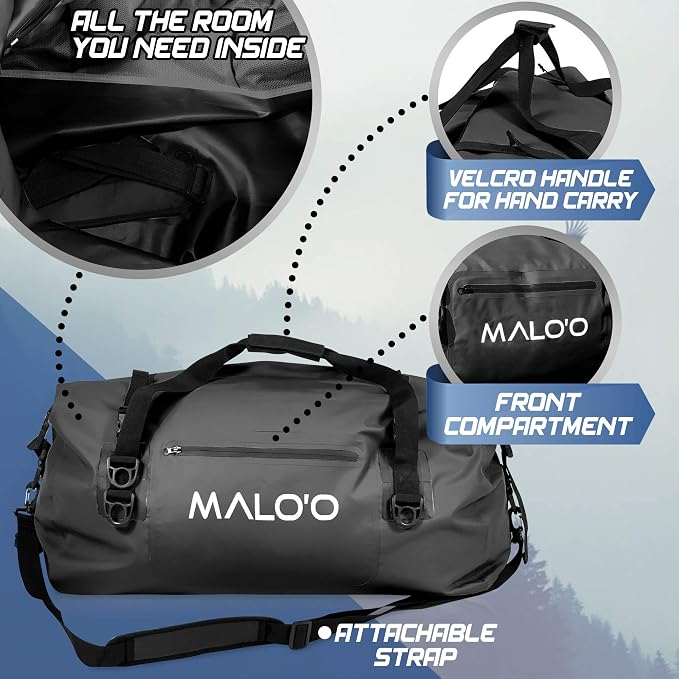 Malo'o Waterproof Dry Bag Duffel 40L/60L/100L, Roll Top Duffel Keeps Gear Dry