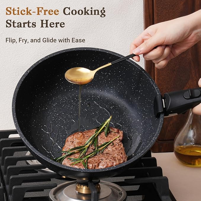 15Pcs Pots and Pans Set Non Stick, Cookware Sets