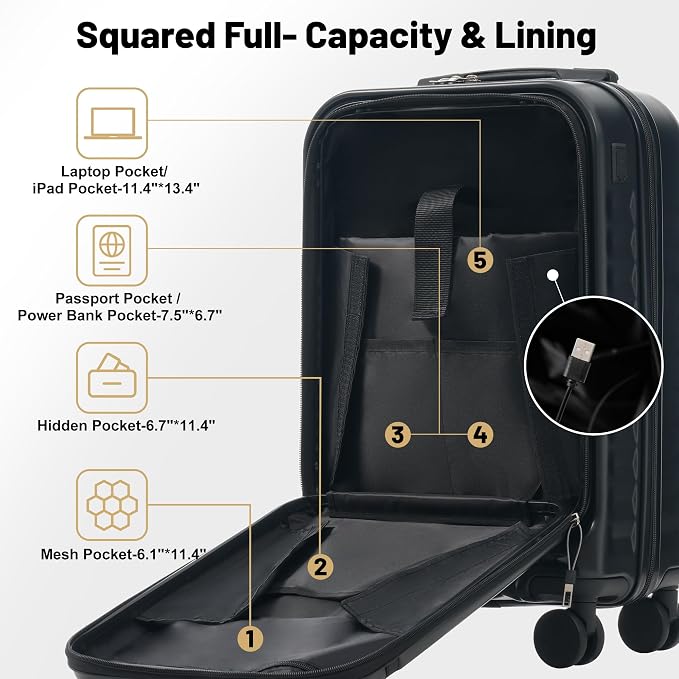 Merax Luggage Sets Front Opening, 2 Piece Hardshell Suitcase