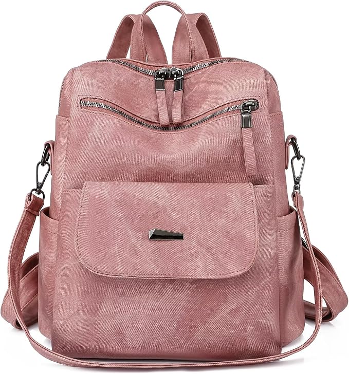PU Leather Backpack Purse for Women Fashion Multipurpose Design Handbag Ladies