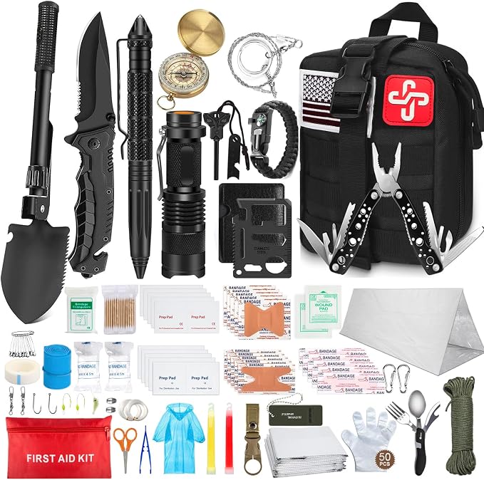 238Pcs Emergency Survival Kit and First Aid Kit, Professional Survival Gear Tool