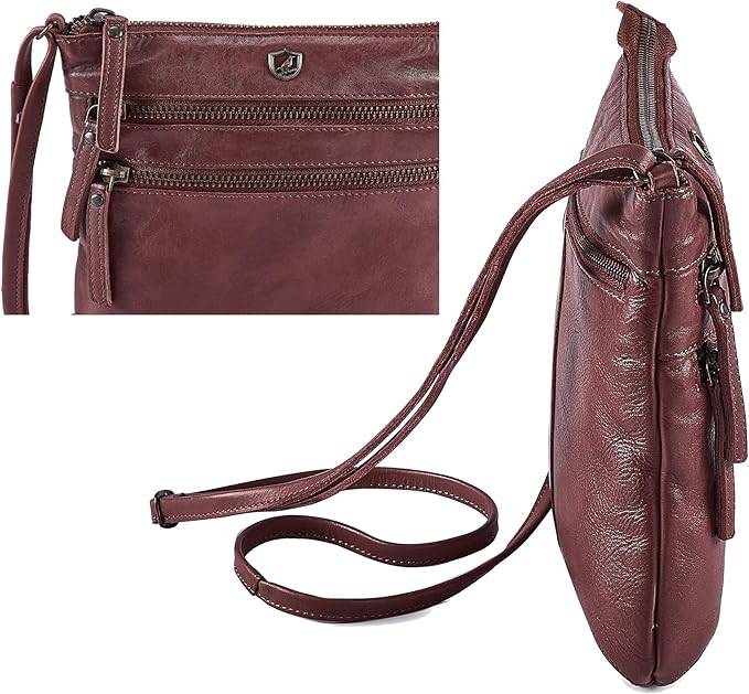 Crossbody Sling Bag for Women Small Real Leather Purse Vintage Travel Crossover